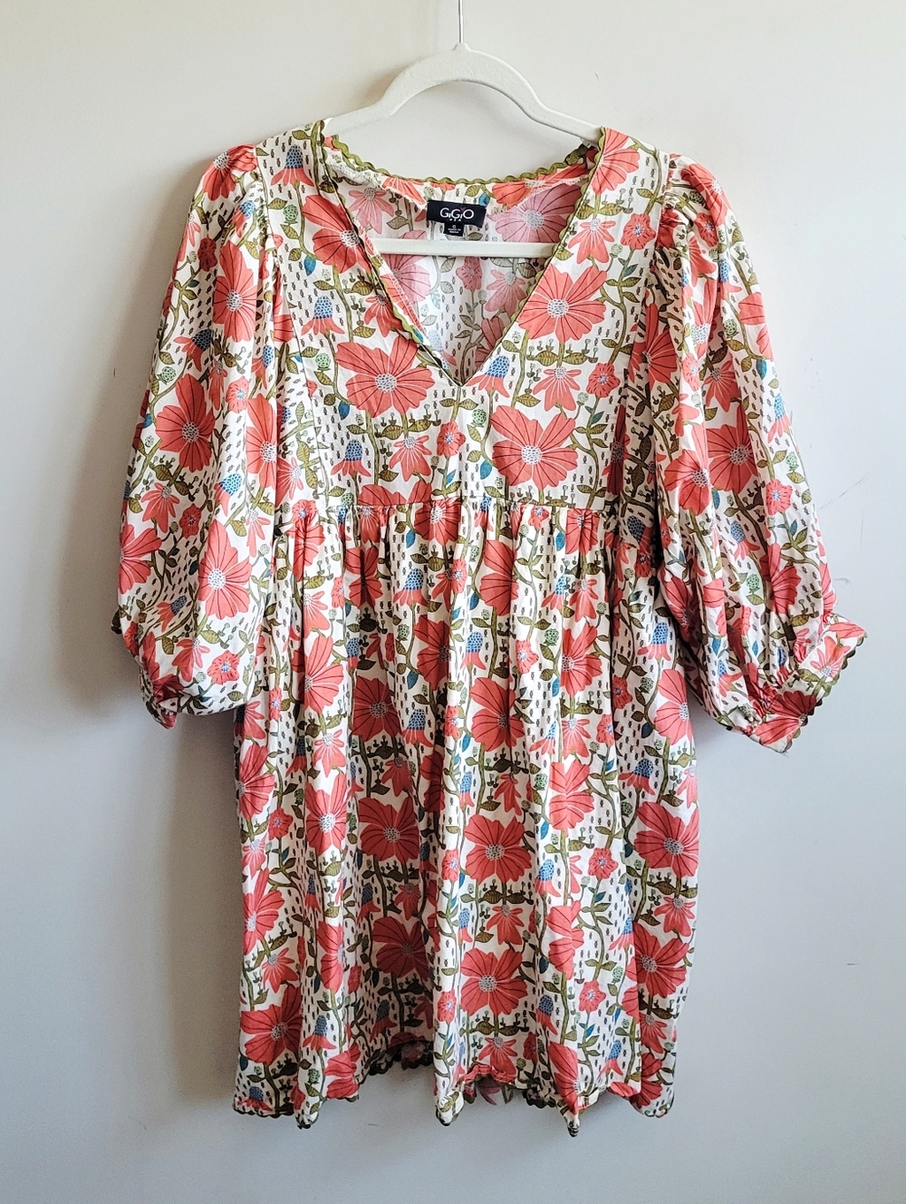 GiGio In the Meadow Floral Mini Dress in Coral and Cream - Picture 5 of 8